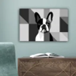 Buldog - Zwart - Abstract - Vlakken canvas 2cm klein -sfeer4
