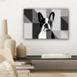 Buldog - Zwart - Abstract - Vlakken canvas 2cm klein -sfeer6