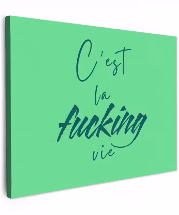 Canvas schilderij - c'est la fucking vie - Groen - Penseelstijl