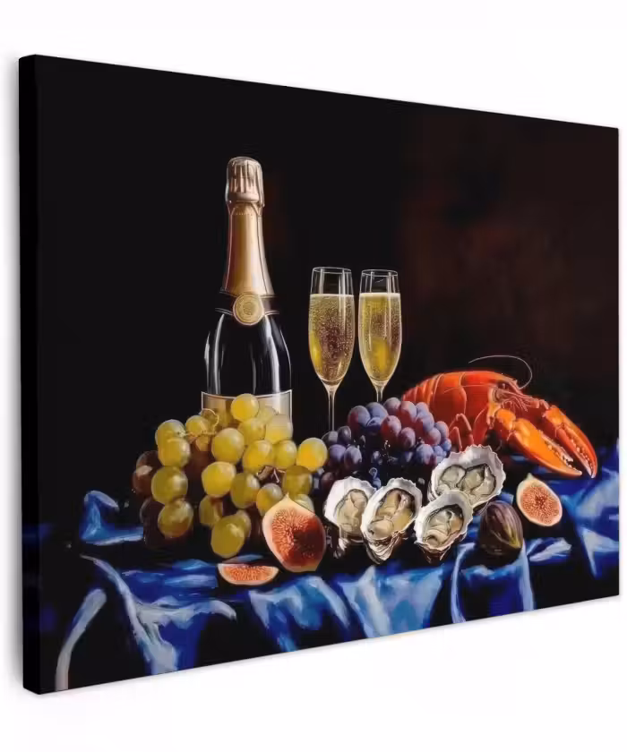 Canvas schilderij - Champagne - Luxe - Oesters