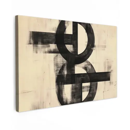 Cirkels - Balken - Zwart - Abstract canvas 2cm klein -z3d