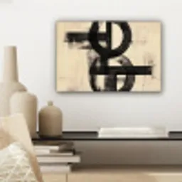 Cirkels - Balken - Zwart - Abstract canvas 2cm klein -sfeer6