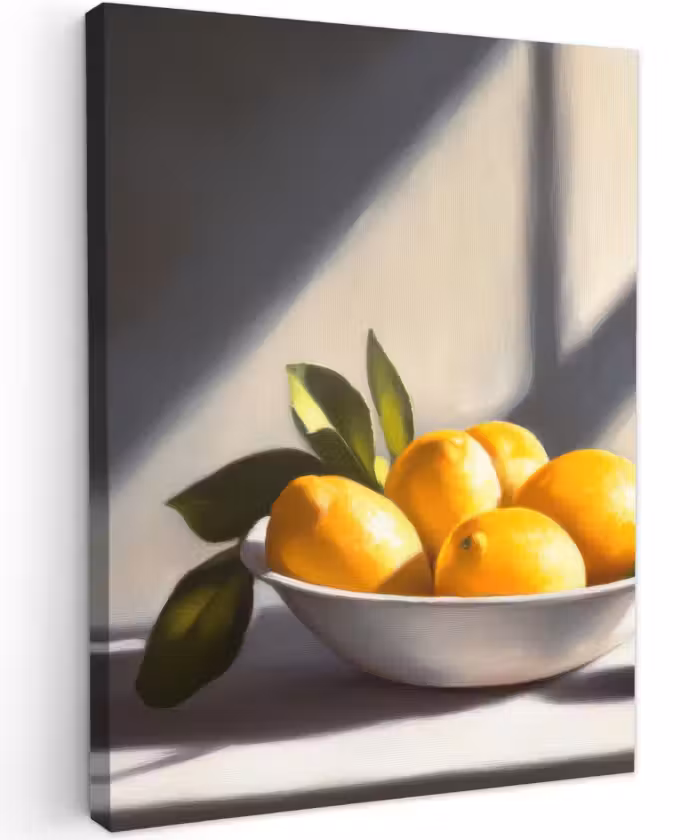 Canvas schilderij - Citroenen - Stilleven - Geel