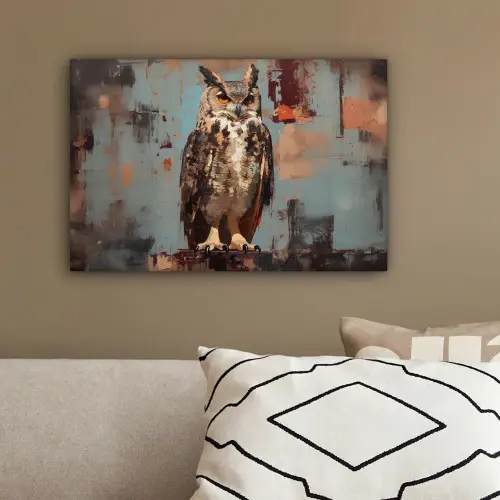 Geschilderd - Abstract - Uil - Bruin canvas 2cm klein -sfeer3
