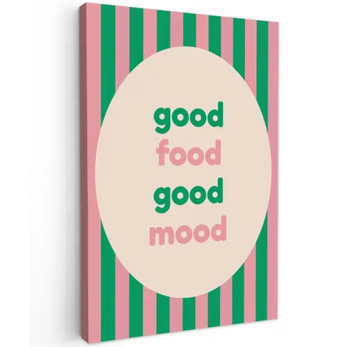 Gestreept - Quote - Ovaal - Roze canvas 2cm klein -z3d