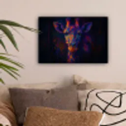 Giraffe - Gekleurd - Verfspatten canvas 2cm klein -sfeer1