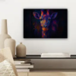 Giraffe - Gekleurd - Verfspatten canvas 2cm klein -sfeer6