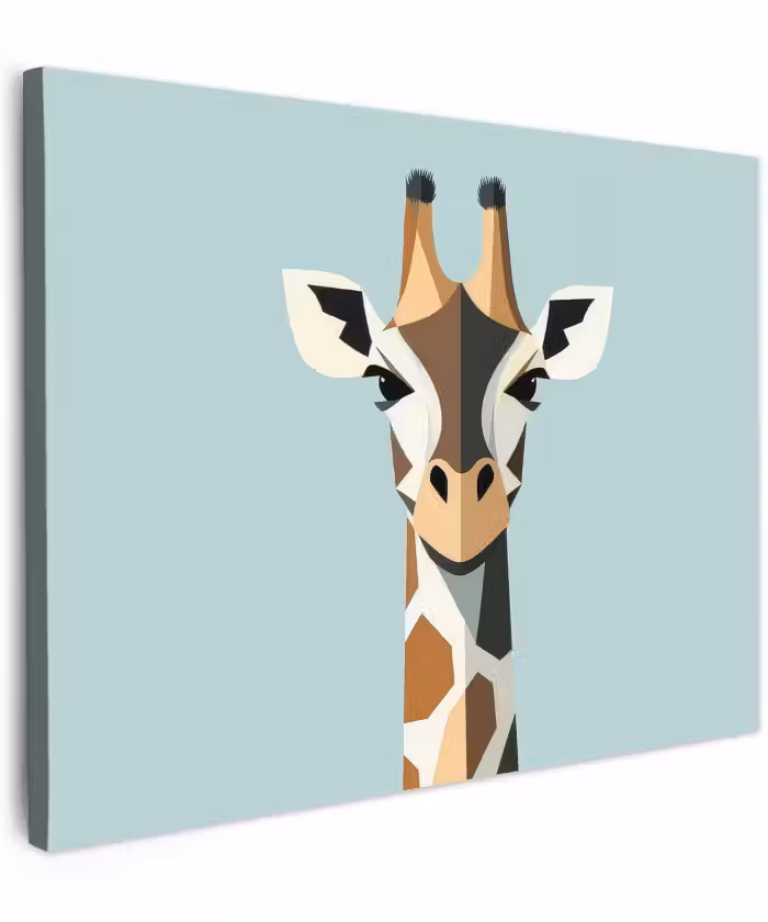 Canvas schilderij - Giraffe - Illustratie - Bruin - Minimalistisch