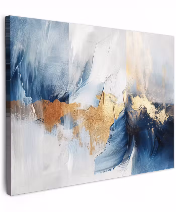 Canvas schilderij - Goud - Blauw - Watercolor - Kunst - Modern