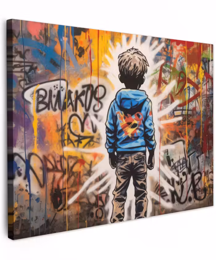 Canvas schilderij - Graffiti - Jongen - Kleuren - Kunst - Street Art