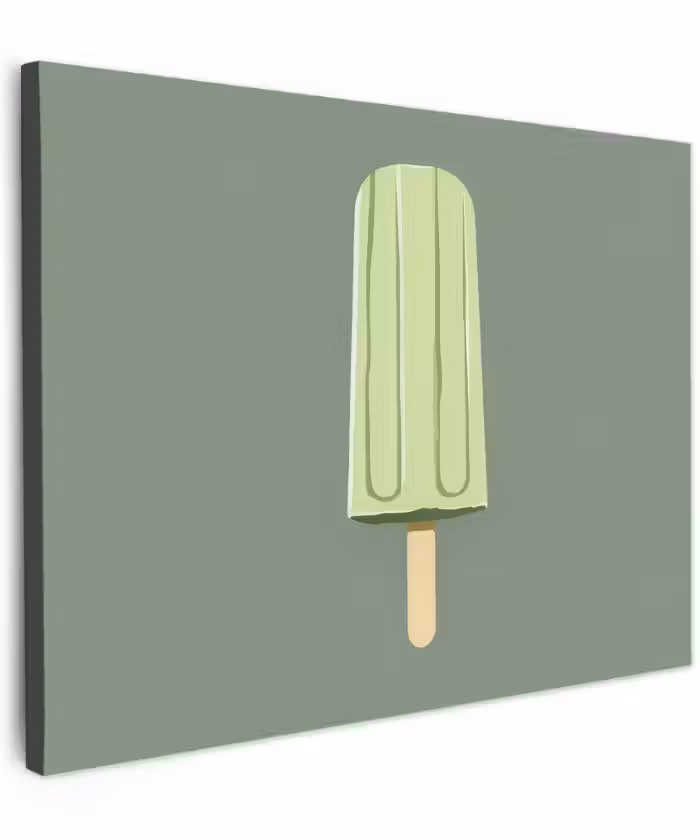 Canvas schilderij - Groen - Waterijsje - Stokje - Illustratie