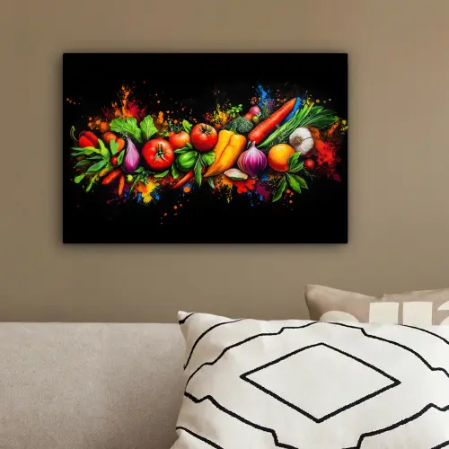 Groente - Eten - Kruiden - Graffiti - Koken canvas 2cm klein -sfeer3