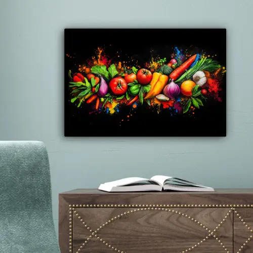 Groente - Eten - Kruiden - Graffiti - Koken canvas 2cm klein -sfeer4