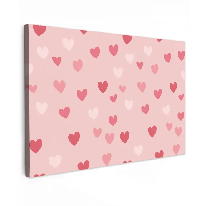 Hartjes - Patroon - Roze - Eenvoudig canvas 2cm klein -z3d