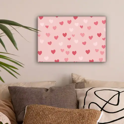 Hartjes - Patroon - Roze - Eenvoudig canvas 2cm klein -sfeer1