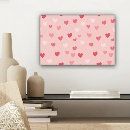 Hartjes - Patroon - Roze - Eenvoudig canvas 2cm klein -sfeer6