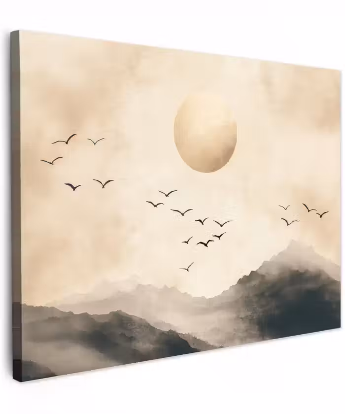 Canvas schilderij - Landschap - Japandi - vogel