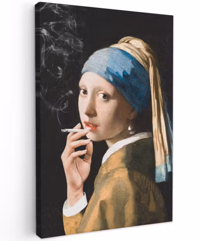 Canvas schilderij - Meisje met de parel - Johannes Vermeer - Sigaretten