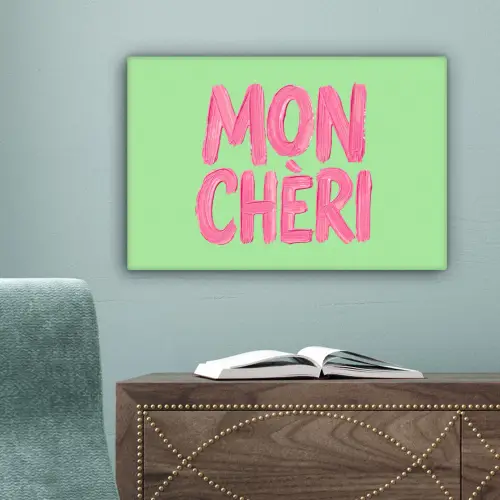 Mon cheri - Groen - Roze canvas 2cm klein -sfeer4