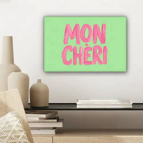 Mon cheri - Groen - Roze canvas 2cm klein -sfeer6