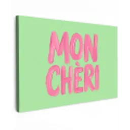 Mon cheri - Groen - Roze canvas 2cm klein -z3d