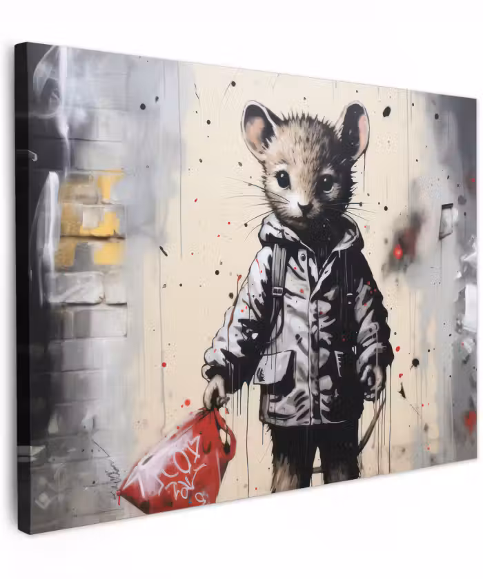 Canvas schilderij - Muisje - Rood - Graffiti