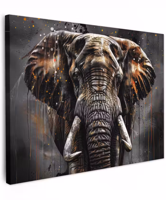 Canvas schilderij - Olifant - Watercolor - Wilde dieren - Luxe