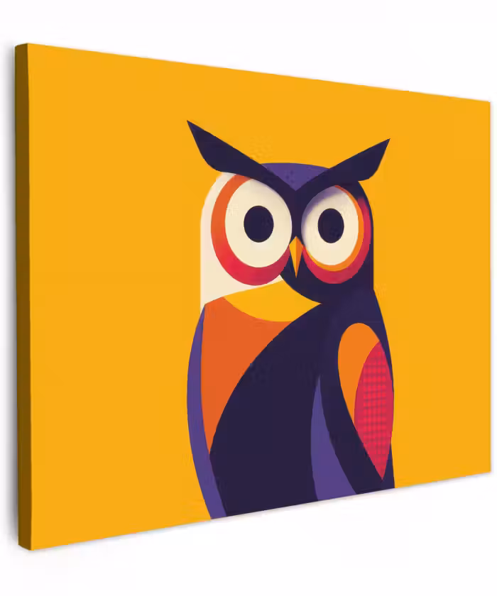 Canvas schilderij - Uil - Grafisch - Kleurrijk - Ogen