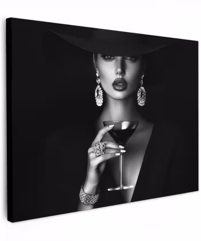 Canvas schilderij - Vrouw - Cocktail - Chic