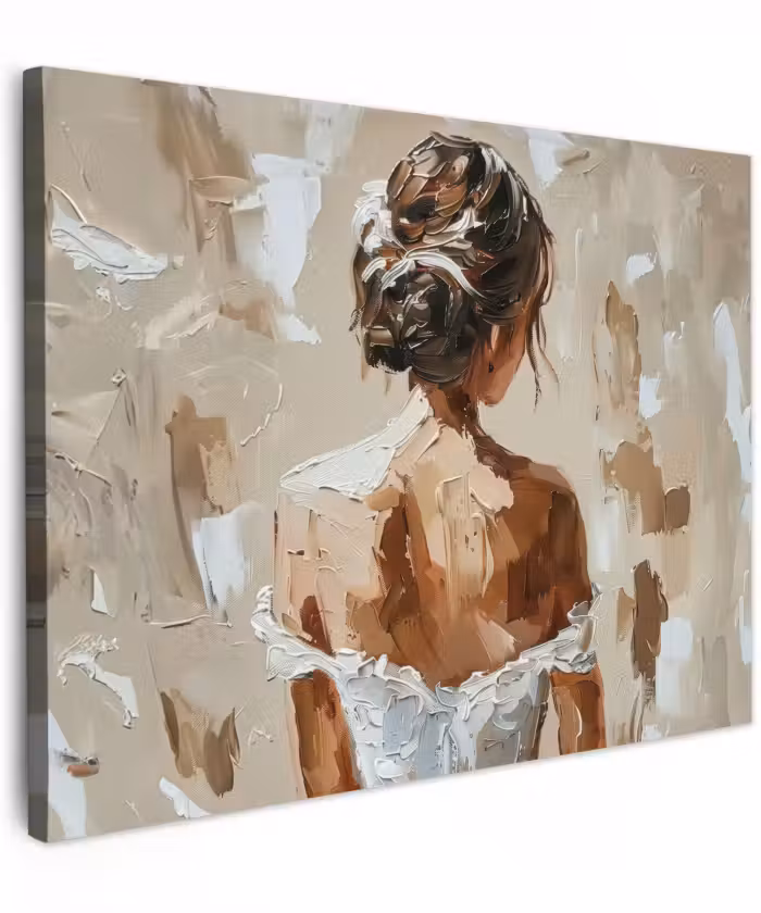 Canvas schilderij - Vrouw - Verf - Abstract - Beige - Modern