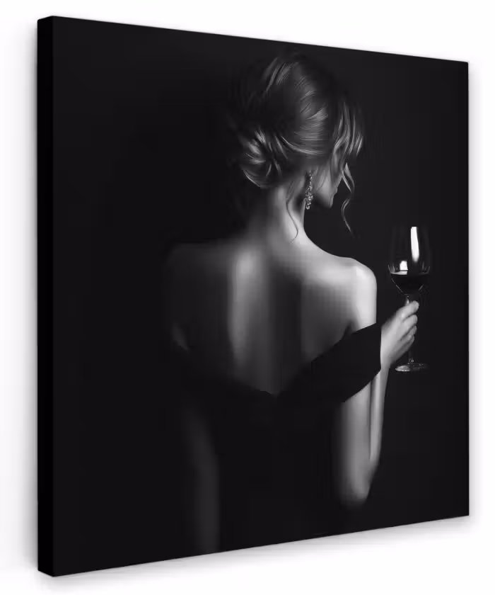 Canvas schilderij - Vrouw - Wijn - Jurk