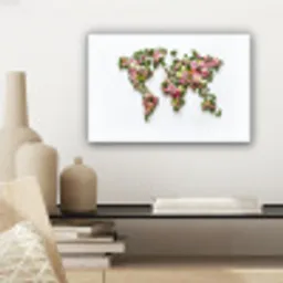 Wereldkaart - Kleurrijk - Bloemen - Lente canvas 2cm klein -sfeer6