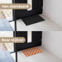 Geometrisch - Retro - Oranje Deurmat klein 898 -voor-na_NL