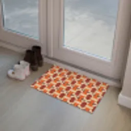 Geometrisch - Retro - Oranje Deurmat klein 898 -sfeer3