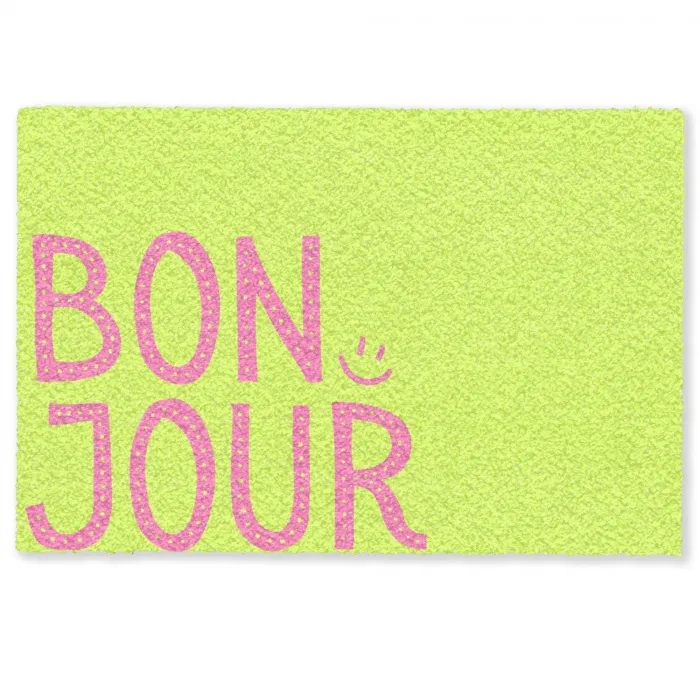 Groen - Smiley - Bonjour - Roze Deurmat klein -zkaufland3d