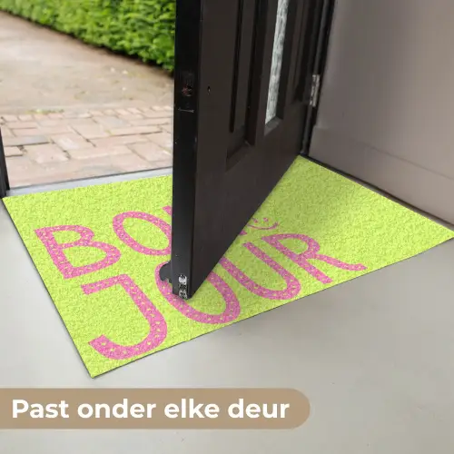 Groen - Smiley - Bonjour - Roze Deurmat klein -USP_NL