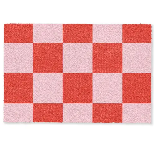 Schaakbord patroon - Rood - Roze - Blokjes Deurmat klein -zkaufland3d