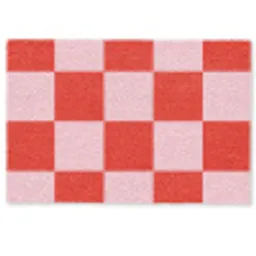 Schaakbord patroon - Rood - Roze - Blokjes Deurmat klein -zkaufland3d