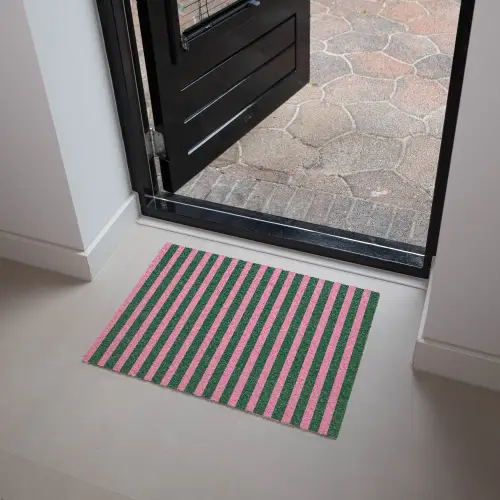 Verticale strepen - Groen - Roze Deurmat klein 898 -sfeer5