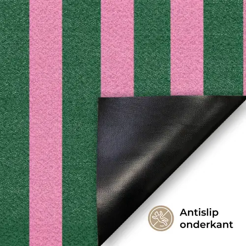 Verticale strepen - Groen - Roze Deurmat klein 898 -antislip_NL