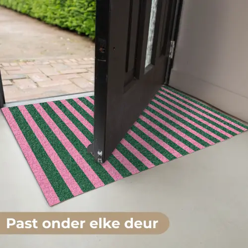 Verticale strepen - Groen - Roze Deurmat klein 898 -USP_NL