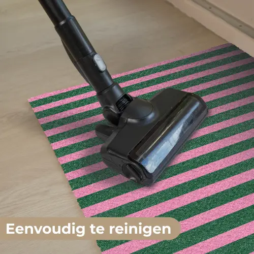 Verticale strepen - Groen - Roze Deurmat klein 898 -reinigen_NL