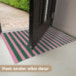 Verticale strepen - Groen - Roze Deurmat klein 898 -USP_NL