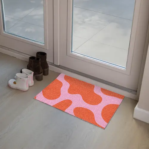 Vlekken - Rood - Roze - Patroon - Minimalistisch Deurmat klein -sfeer3