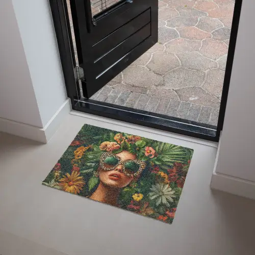 Vrouw - Panterprint - Jungle - Natuur - Luxe Deurmat klein -sfeer5