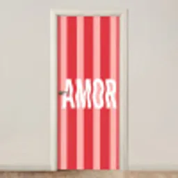 Amor - Strepen - Rood - Roze deurposter klein -3d_beige