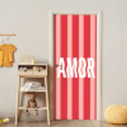 Amor - Strepen - Rood - Roze deurposter klein -sfeer4