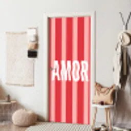 Amor - Strepen - Rood - Roze deurposter klein -sfeer6