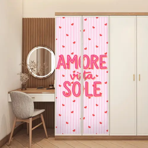 Amore vita sole - Roze - Hartjes deurposter klein -sfeer3