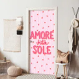 Amore vita sole - Roze - Hartjes deurposter klein -sfeer6